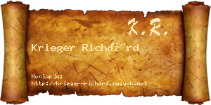 Krieger Richárd névjegykártya